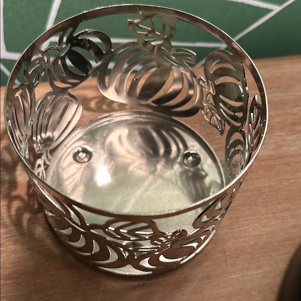 Candle Holder - Silver with Pumpkin Design - Picture 2 of 4